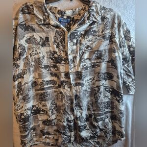 Motorcycles All Over Graphic Puritan Button Front Shirt 2XL